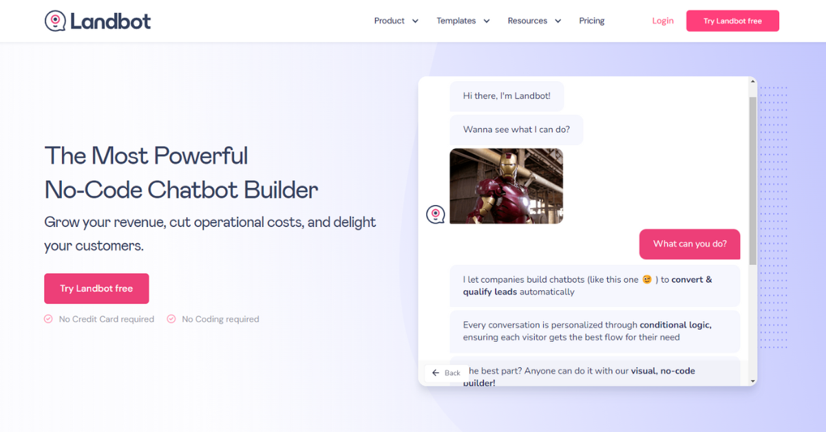 landbot landing page 2023